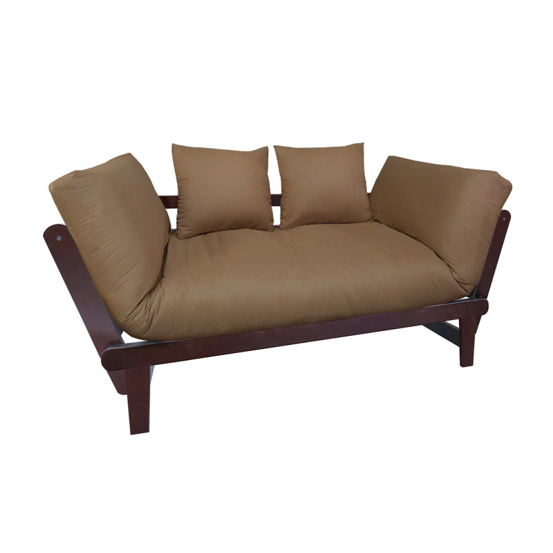 Casual Lounger Sofa Bed, Tan Polyester, Espresso