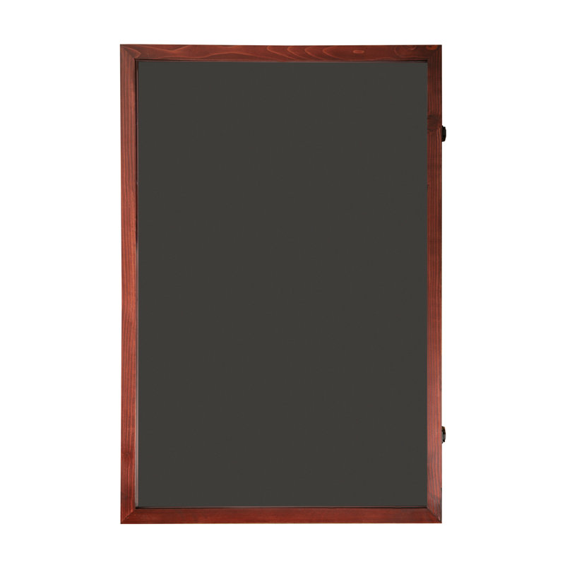 Mallick 36'' H x 24.5'' W Wooden Jersey Display Case with Foam Board and Keyed Lock, Red Wood