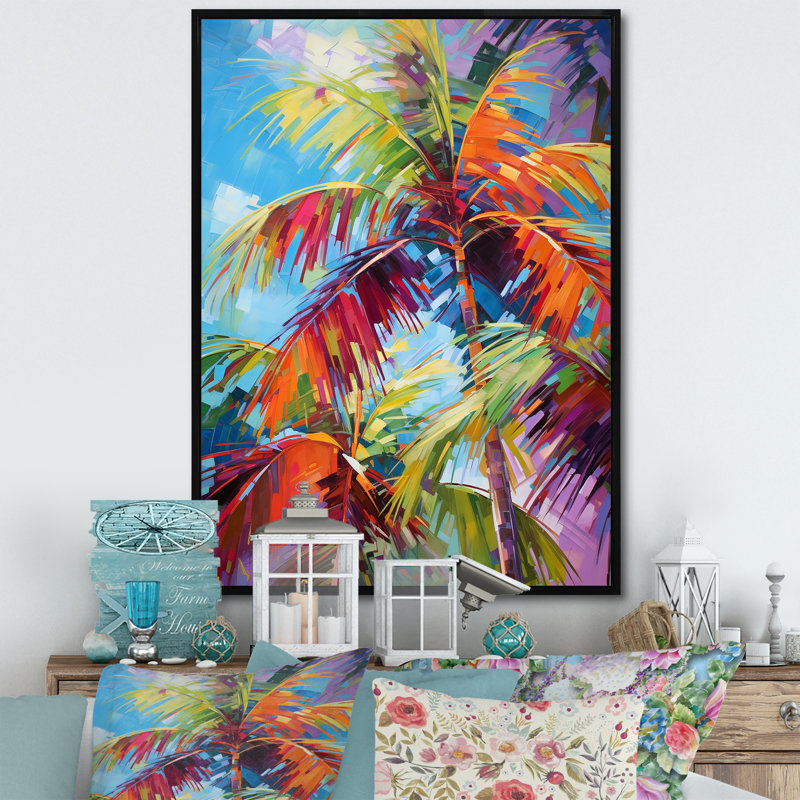 Millart Popart Palm Trees II - Palmiers et palmiers, reproduction d'art encadrée, H 44 po x l 34 po, Noir