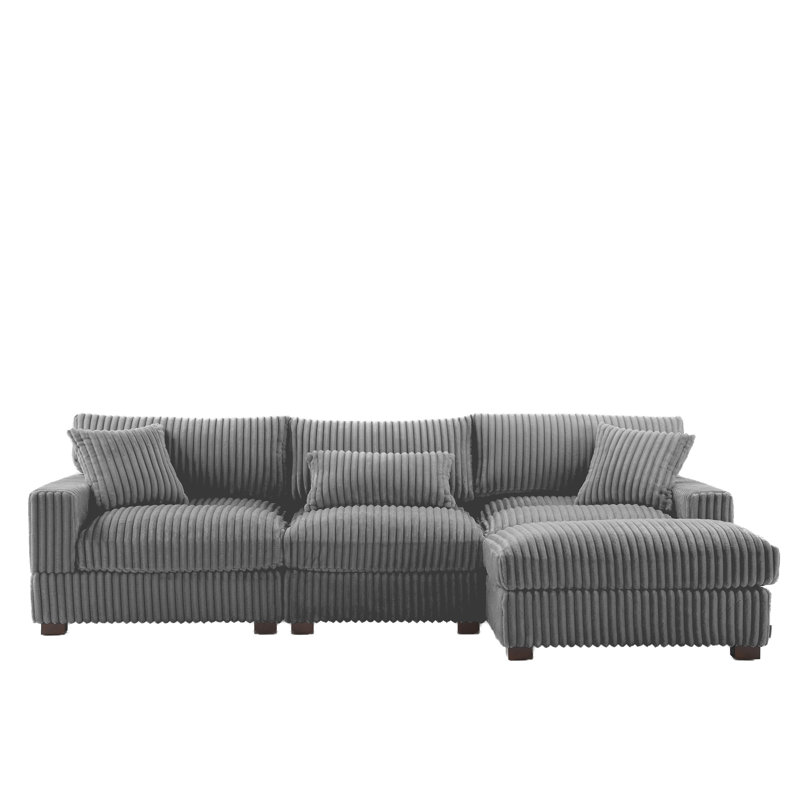 4 Seater Sectional, Light Grey Fabric