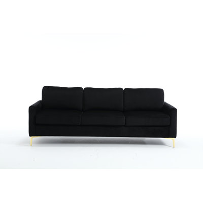 Canapé de 85 po en velours, canapé capitonné confortable à 3 places et canapé-lit de style Mid-Century moderne pour le salon, la chambre, le bureau et les petits espaces