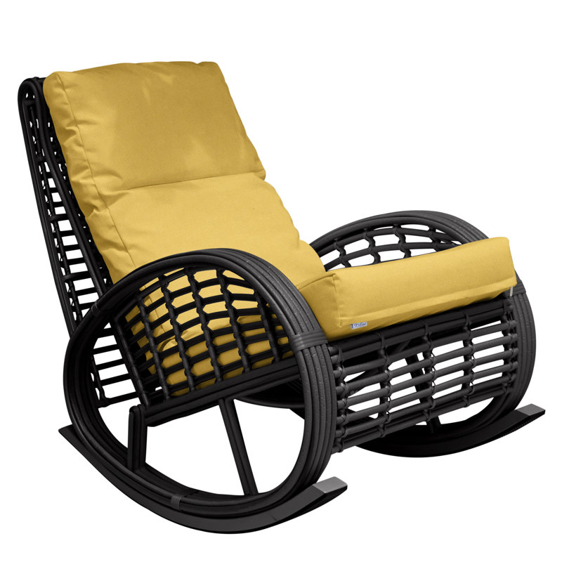Dynasty Outdoor Rocker Chair, Black Mushroom, Canvas Brick Sunbrella® Canvas