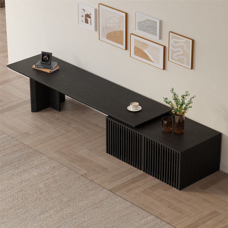 78.7"-110" Extendable Tv Stand With Storage, Modern Entertainment Center For 55+ Inch Tv, Media Console For Living Room - Black