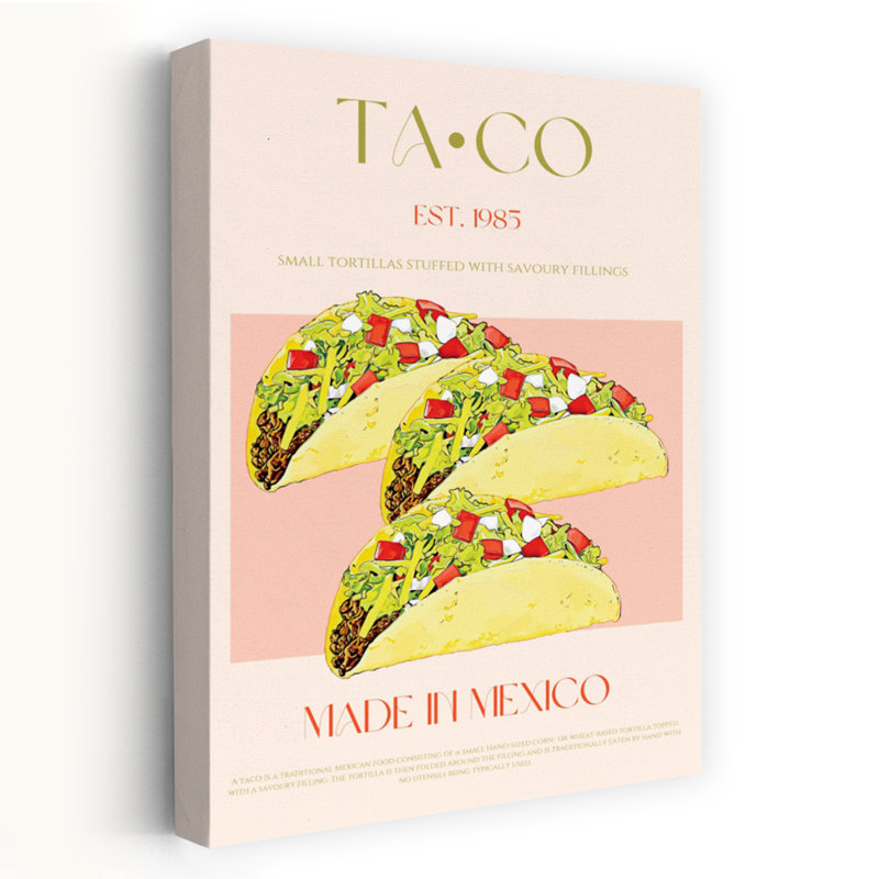 Tacos mexicains authentiques, art mural traditionnel, H 36 po x l 24 po
