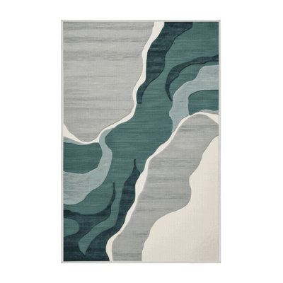 Tapis vert aquarelle lavable à la machine