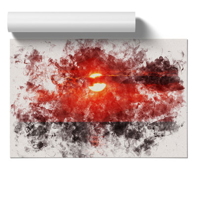 Red Sunset Watercolour - Frameless Print