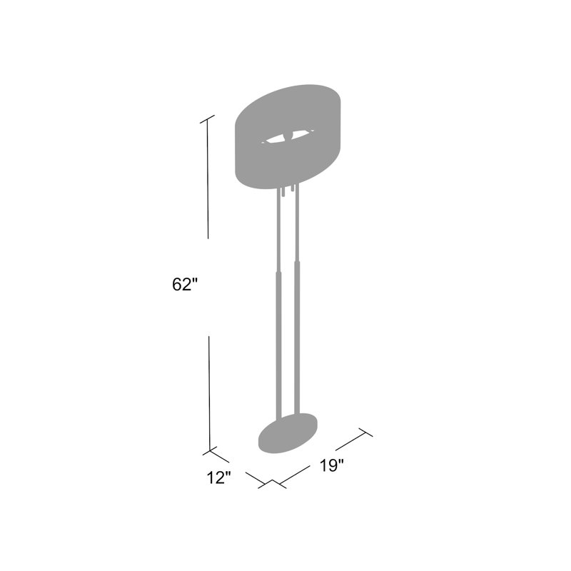 Baskett Amarilla 62" Floor Lamp, Satin Steel