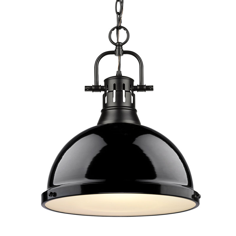 Luminaire suspendu en forme de dôme 1 lumière Alethia, Noir, Noir mat