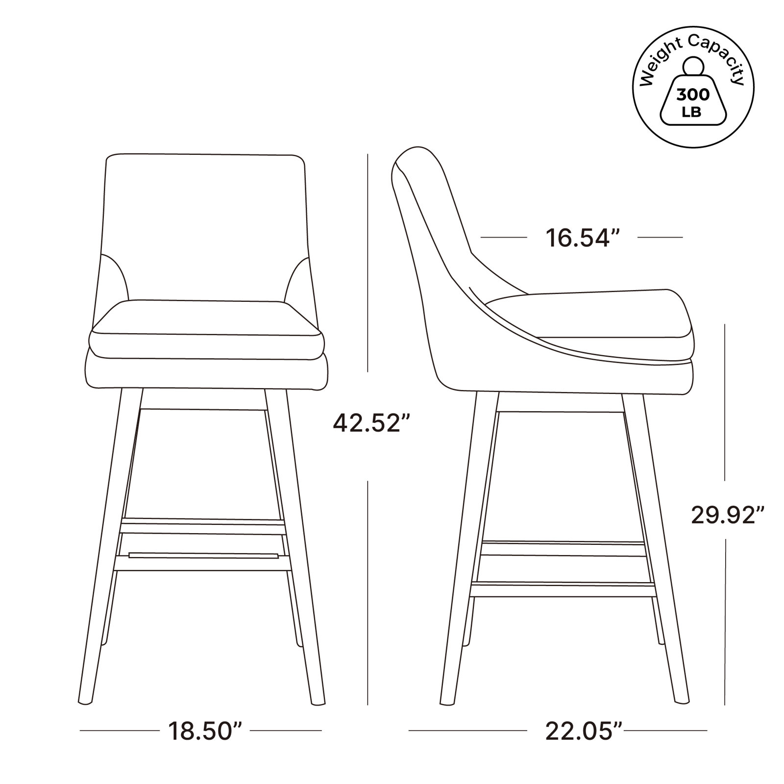 Zahara 26" Upholstered Swivel Counter Stool, Bar Stool (30” Seat Height), Tan Polyester/Brown