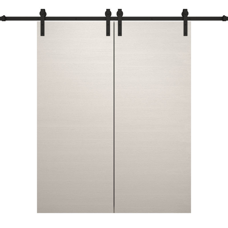 Modern Double Barn Door | Ego 5000 | Track Set | Solid Panel Interior Doors, Painted White Oak, 72'' x 84''