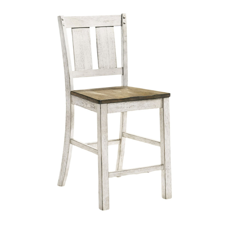 Ensemble de 2 pièces de chaises de salle à manger à hauteur de comptoir à lattes en bois massif de style campagne antique
