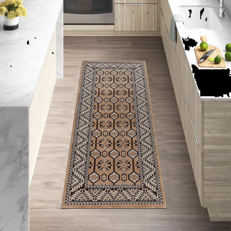 Floral Area Rug, Rectangle 80 x 300 cm