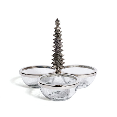 Aayza Silver Glass and Metal Trio Condiment Set