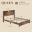 Structure de lit grand en bois durable avec rangement et éclairage à DEL