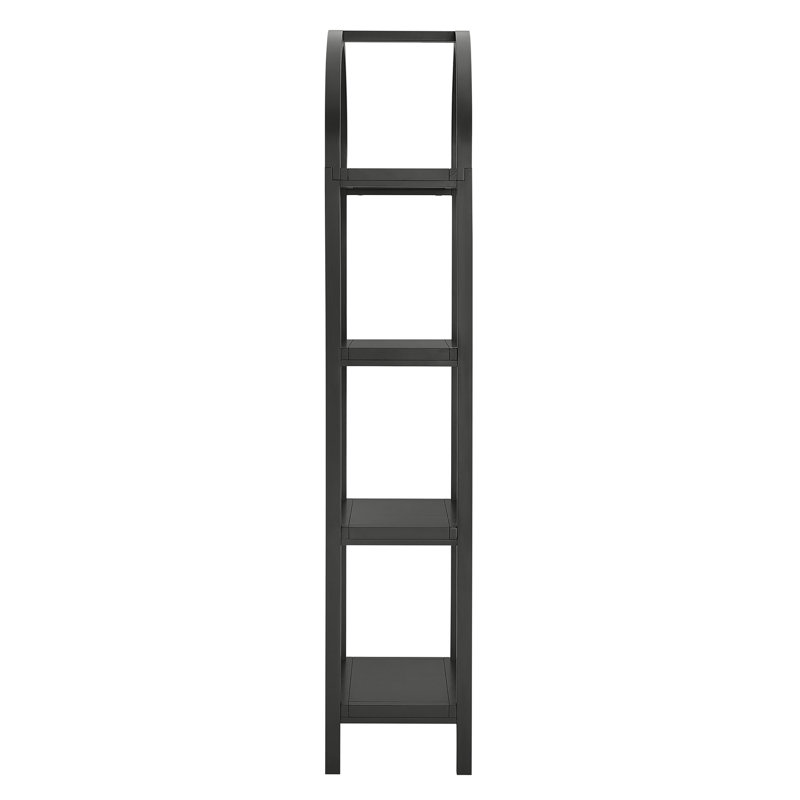 Vexley Tall Narrow Arched Bookshelf, (4 Shelves) 72.1"H x 24"W x 14.1"D, Black