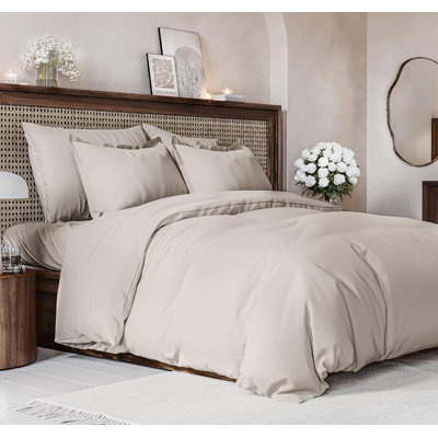 Ensemble de housse de couette 3 pièces de qualité supérieure - Housse d'édredon douce et rafraîchissante de qualité hôtelière avec fermeture à glissière et taies d'oreiller assorties