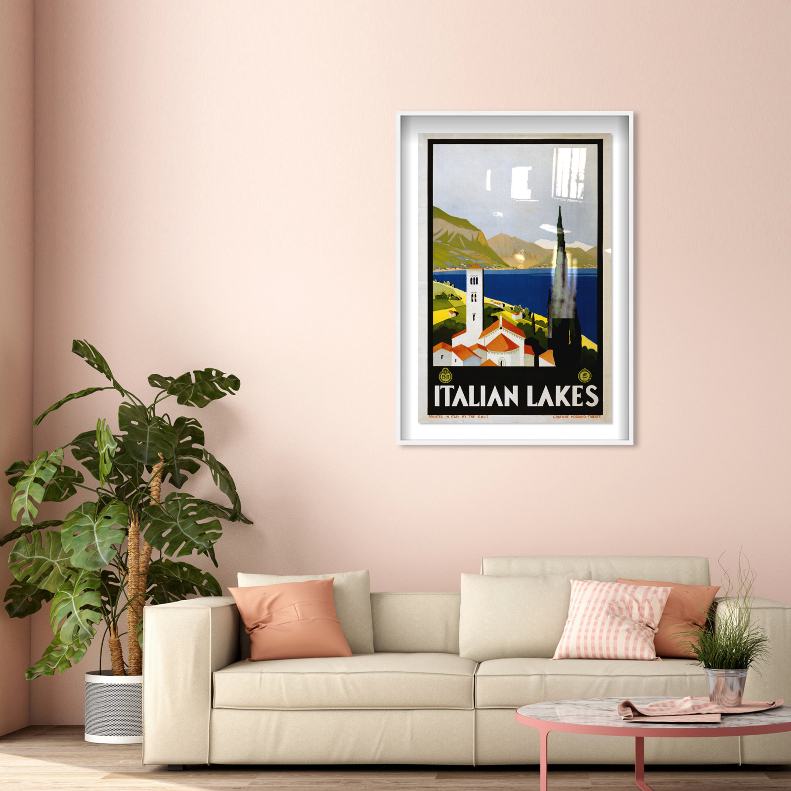 Italy, White Framed, 55" H x 37" W x 2" D