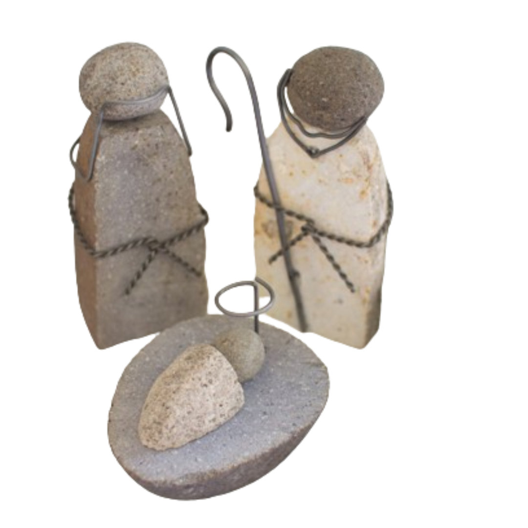 3 Piece River Rock Mary Joseph and Jesus Set The Holiday Aisle®