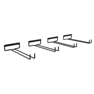 Wellman Hanging Wine Glass Rack in Black by Rebrilliant