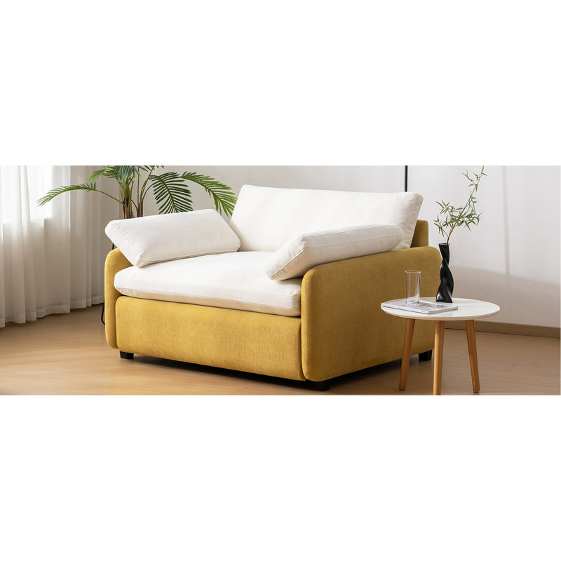 Canapé simple surdimensionné en chenille de 50 po x 43 po, fauteuil d'appoint large et profond, fauteuil rembourré moderne et confortable, canapé-lit à couleur contrastante avec coussins