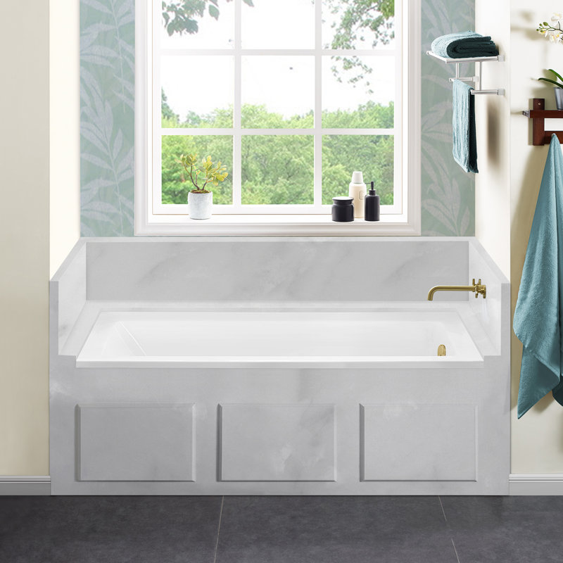 Baignoire en alcôve 60 "x 30" Voltaire, Blanc / Brun clair, Droite