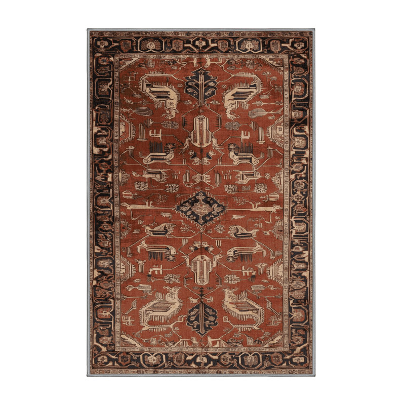 Machine Washable Persian Brown Area Rug, Rectangle 2' x 3'