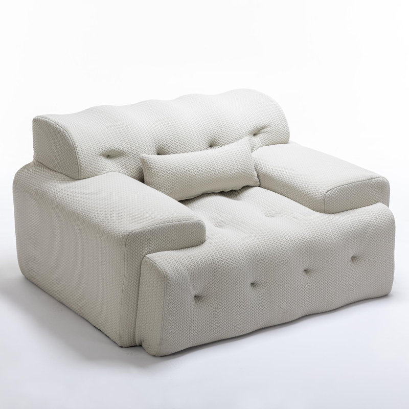 Kapedes Tufted Upholstered Oversized Accent Chair, Beige Polyester