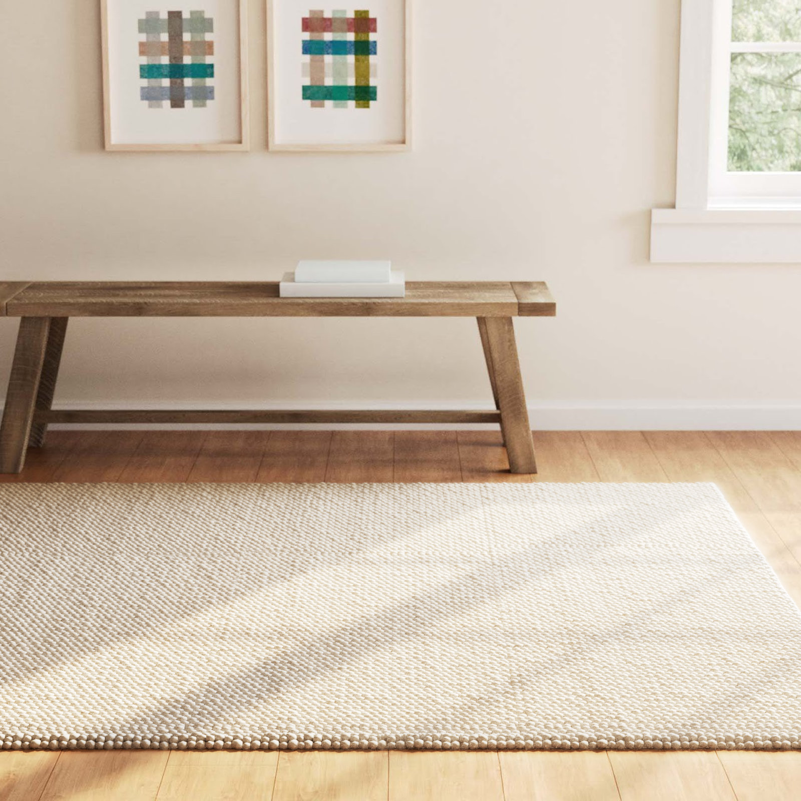 Elle Handmade Ivory Rug, Rectangle 12' x 15'
