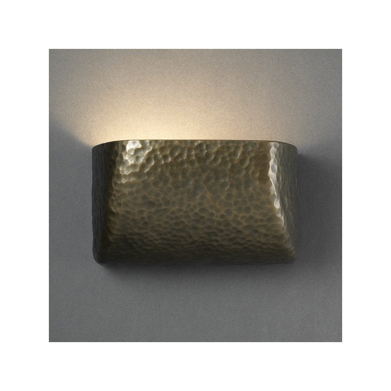 Armance Ceramic Flush Mounted Sconce, Hammered Brass