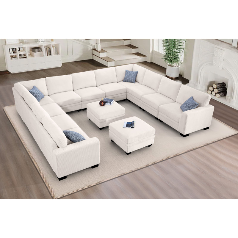 13Ps Corduroy Flexible Combination Sectional, Cream Corduroy