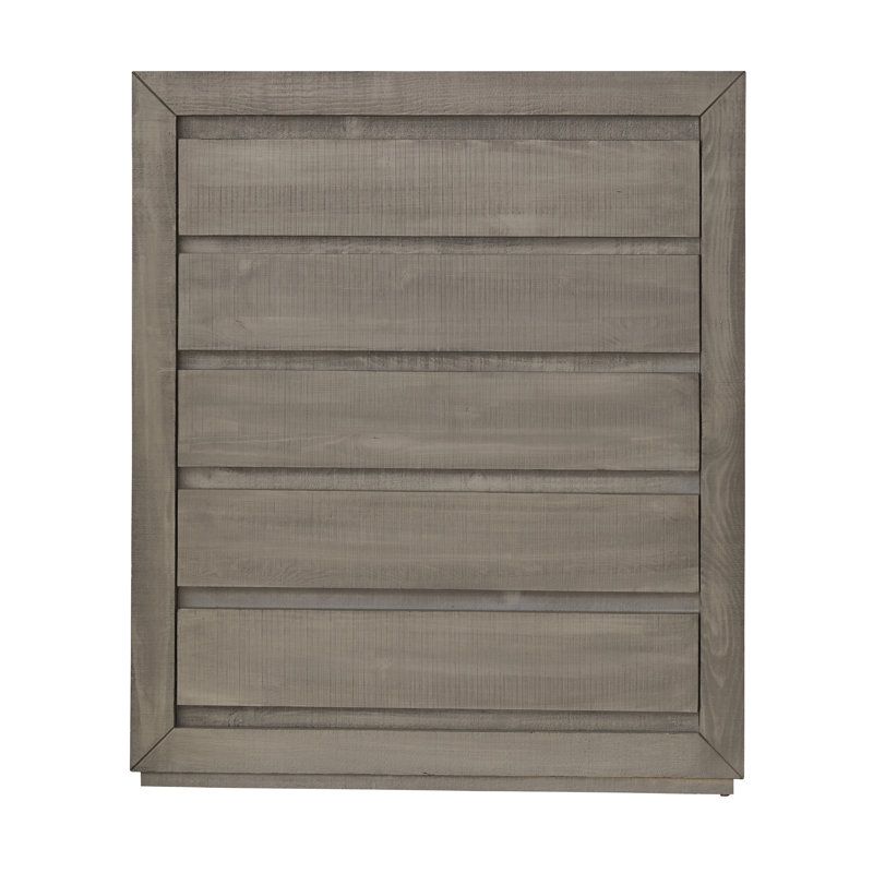 Palisades Stone Gray-Beige 5-Drawer Pine Chest