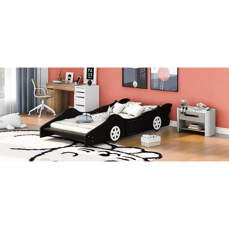 Lit plateforme simple avec roulettes, Noir