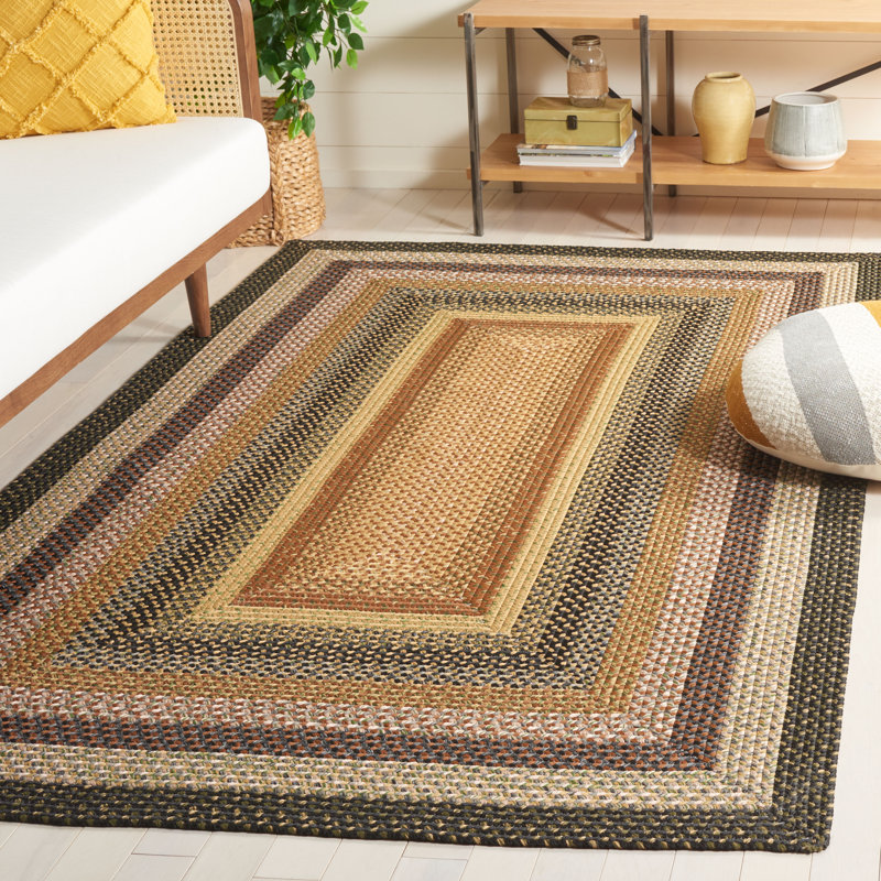 Georgina Hand Woven Performance Machine Washable Geometric Indoor/Outdoor Area Rug, Rectangle 4' x 6', Brown/Green