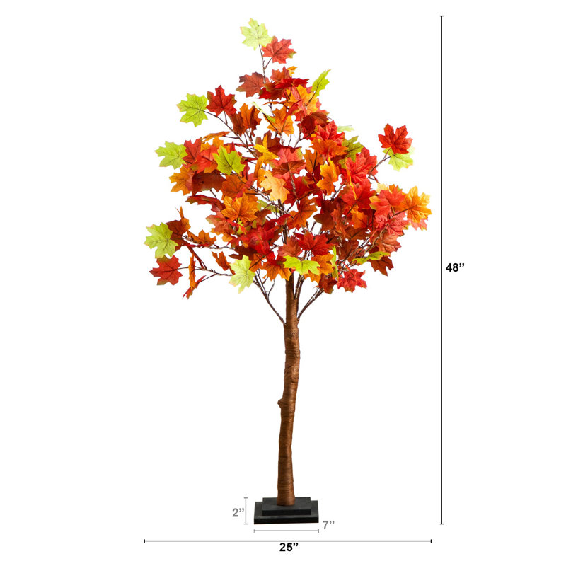 4Ft. Pre-Lit Shades Of Autumn Maple Artificial Fall Tree With 180 Warm White LED Lights