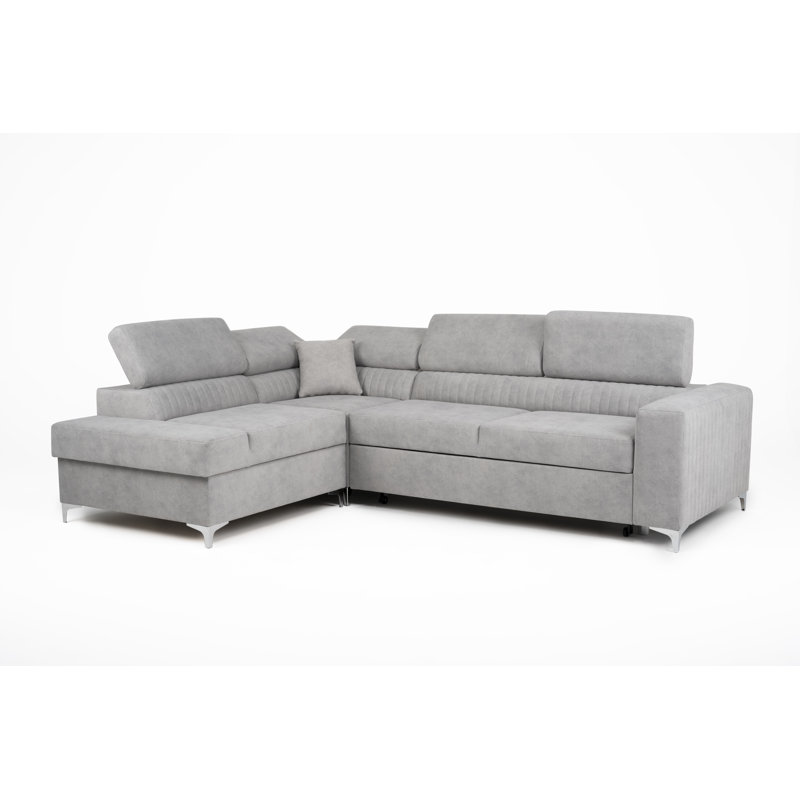 Lauren Corner Sofa Bed, Left Hand Facing, Silver