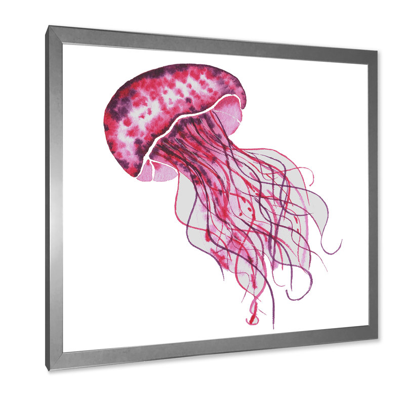 Mignonne méduse rose - sur, Impression argent sur toile encadrée, H 30 po x l 30 po x P 1 po
