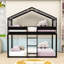 Lit superposé simple en bois avec tente et maisonnette-1100766012