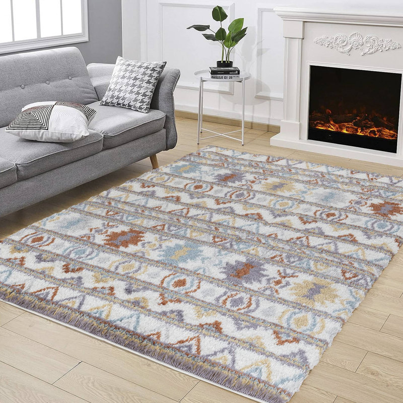 Multi Shaggy Area Rug, Rectangle 5'3" x 7'