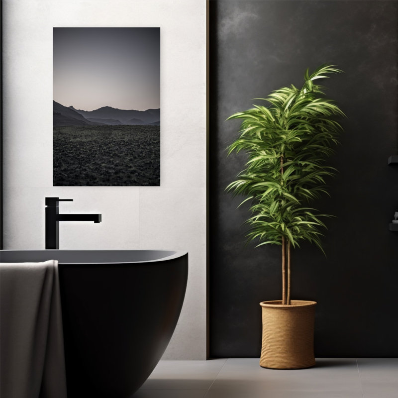 Art contemporain contemporain, paysage de montagne minimaliste moderne, H 24 po x l 16 po