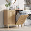Panier à linge caché avec design minimaliste moderne, bois massif, finition chêne