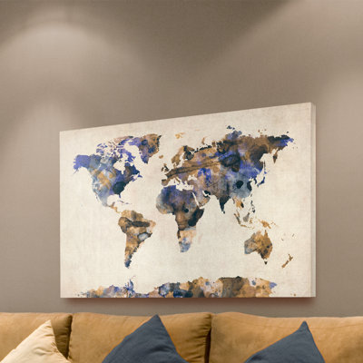 « aquarelle map 3 » par michael tompsett, reproduction d’art sur toile tendue encadrée