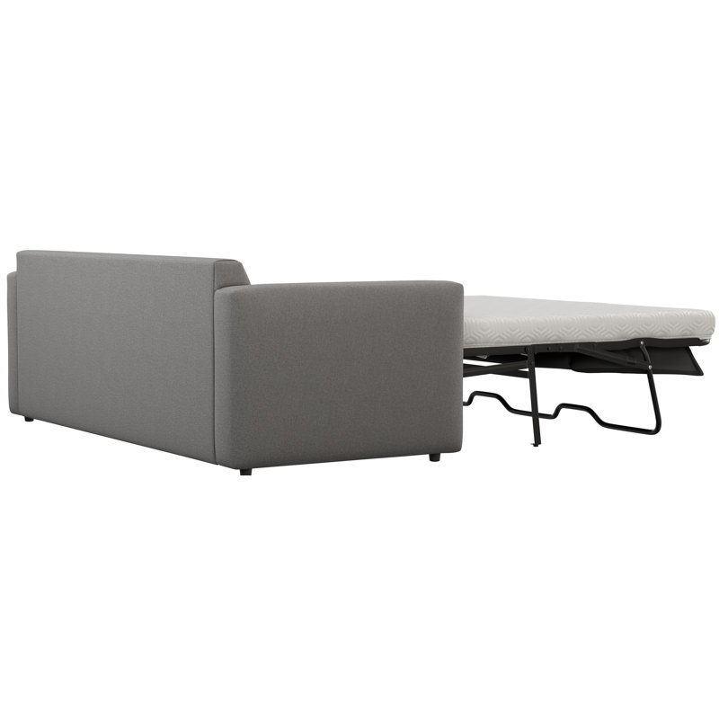Canapé-lit à accoudoirs carrés avec coussins réversibles Andren Alp, Grand lit, À ressorts, Polyester gris foncé