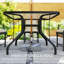 Square Tempered Glass Patio Dining Table with Umbrella Hole