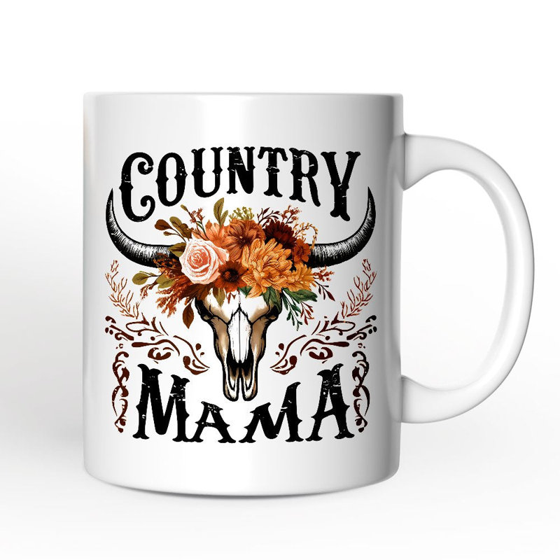 Tasse rétro Country Country Mama, cadeau de crâne de bison