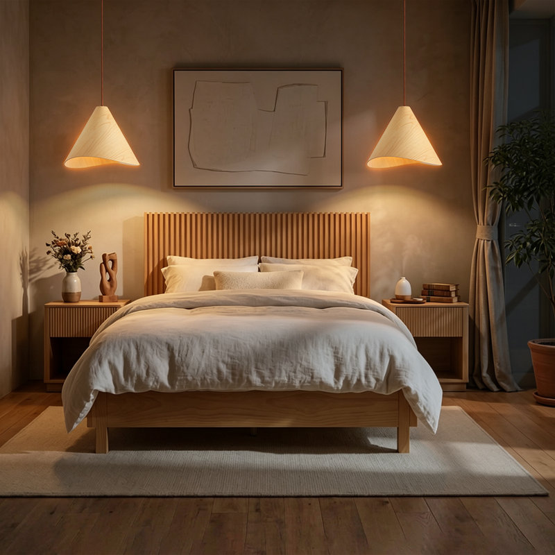 1 Light White Oak Wood Color Pendant Light