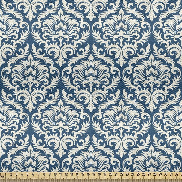 Ambesonne Abstract Fabric by The Yard, Floral Inspired and Shapes Oriental Bohemian Feels, Decorative Upholstery Fabric for Chairs & Home Accents, DimGray