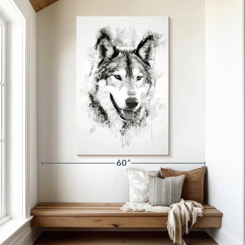 Brampt Wolf's Head Black And White, 51" H x 34" W