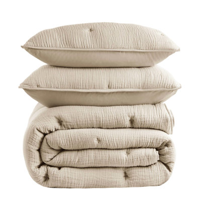 Full/Queen Size Taupe Cotton Gauze Embroidered Quilt , Soft Breathable For Restful Sleep, All Season Coziness, Design Skin - Material, Comfort With 250Gsm Fill, Tacking