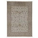 Hand Knotted Area Rug in Ivory And Taupe