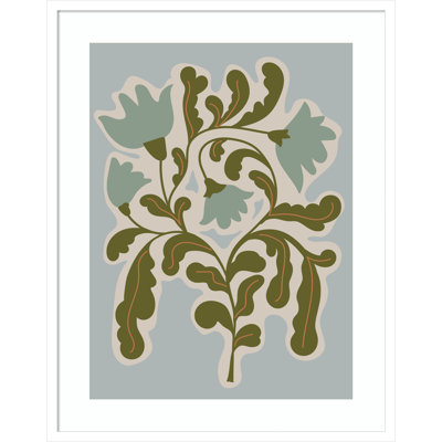 Expressive Abstract House Plant Blue Print